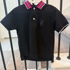 Psycho Bunny Black Polo with Pink-Trim Collar - Kids